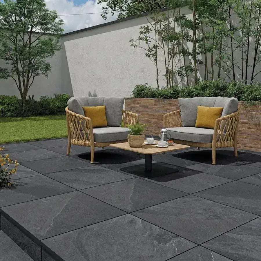 Brazilian Black Slate Porcelain Paving 900x600x20 From £21.38/m2 - Image 3