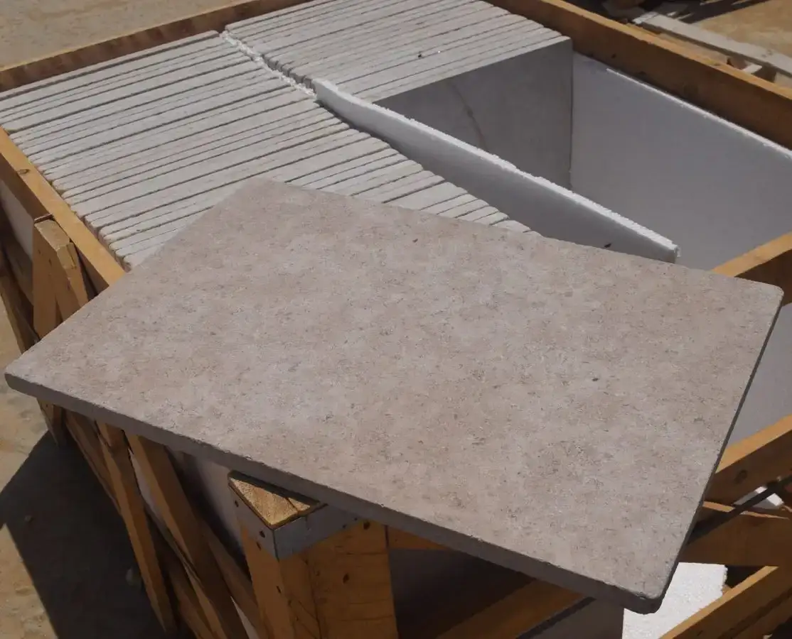 Sinai Pearl Limestone Paving Honed & Tumbled 900x600x20 From £42.58/m2 - Image 4