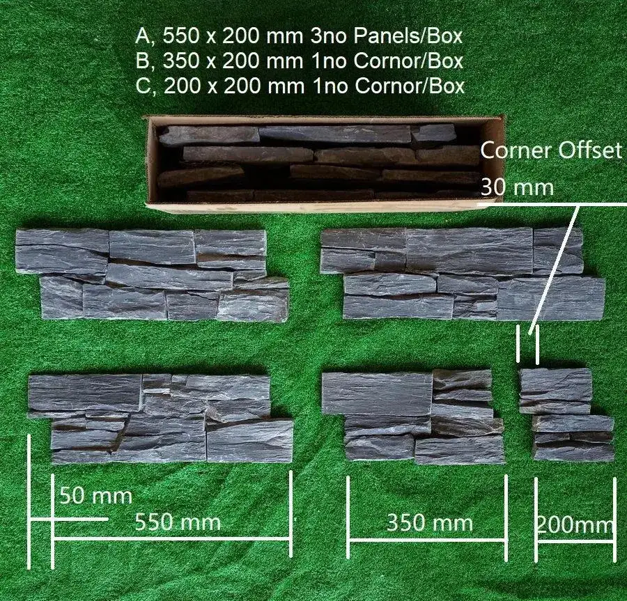 Stone Cladding Black Slate Z Tiles Clad Panels 550 x 200 From £48.59/m2 - Image 4