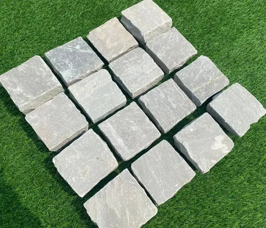 Kandla Grey Indian Sandstone Cobble Setts 100x100x50mm From £45.00/m2 - Image 4