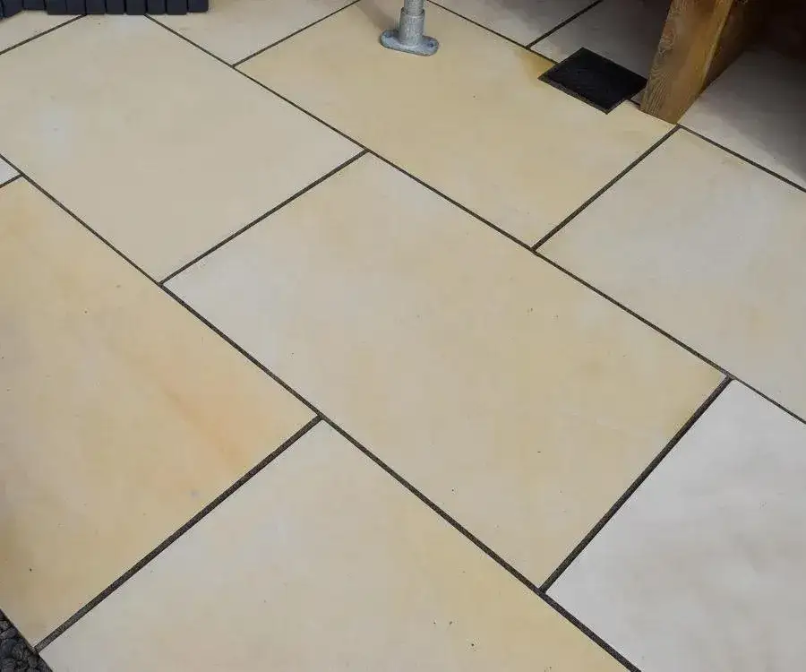 Smooth Fossil Mint Indian Sandstone Paving Honed Sawn 900x600 From £26.67/m2 - Image 5