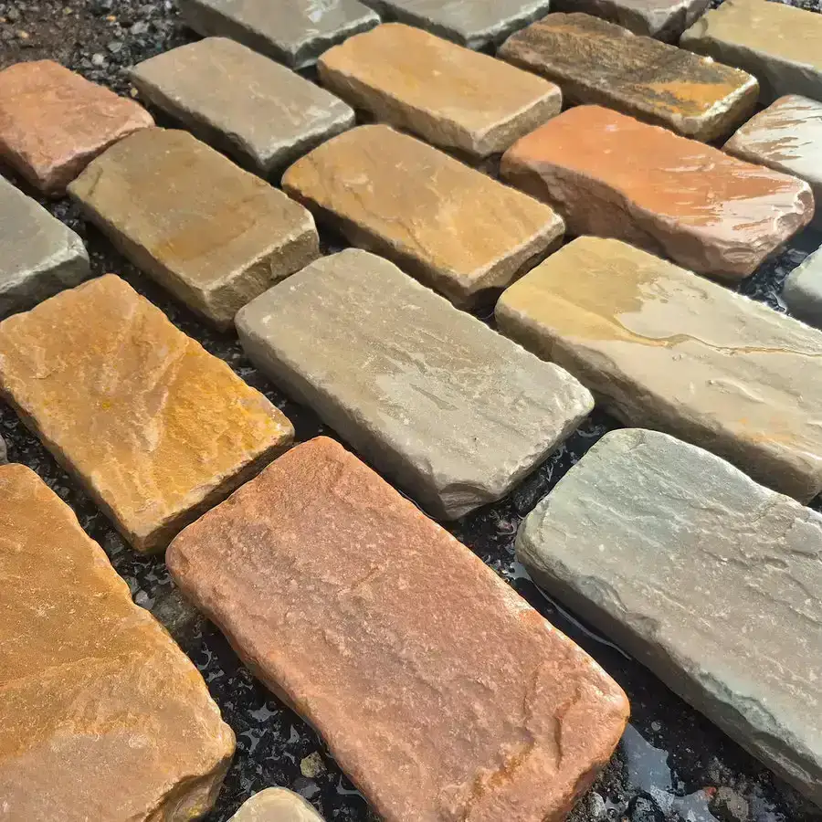 Raj Green Sandstone Tumbled Cobbles 200x100x50mm From £42.59/m2 - Image 3