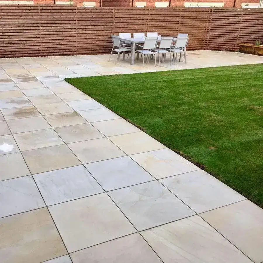 Smooth Indian Sandstone Paving Fossil Mint Honed Sawn 600x600 From £24.39/m2 - Image 3