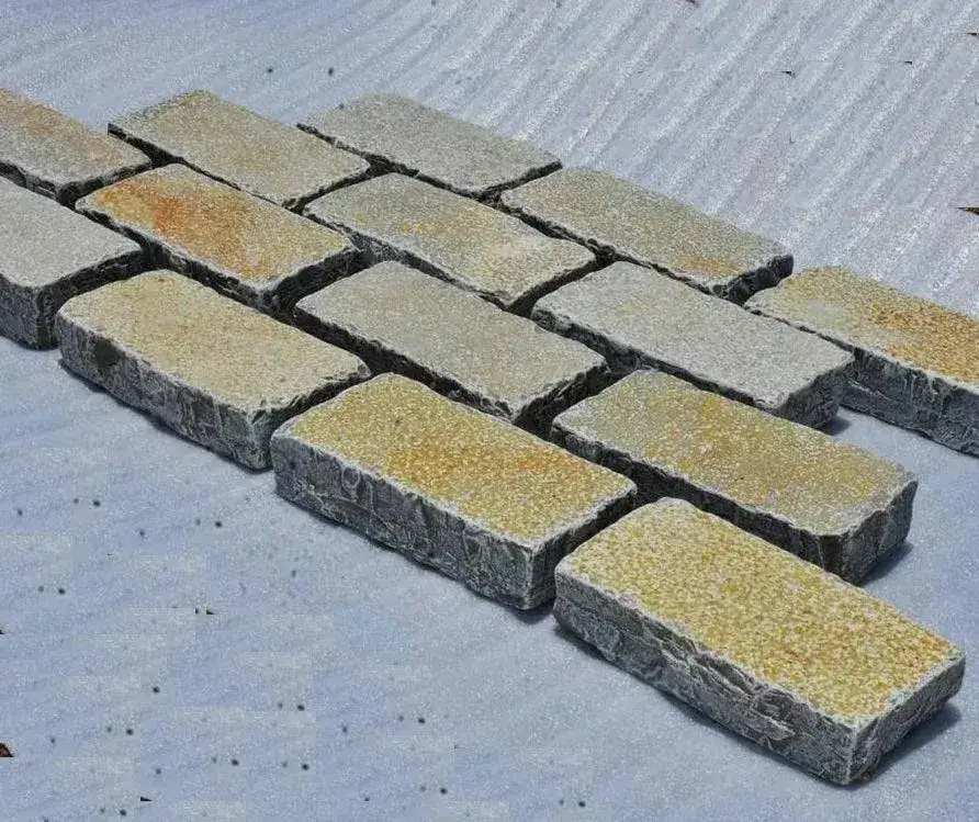 Tandur Yellow Limestone Cobbles & Setts Tumbled 200x100x50 From £48.80/m2 - Image 3