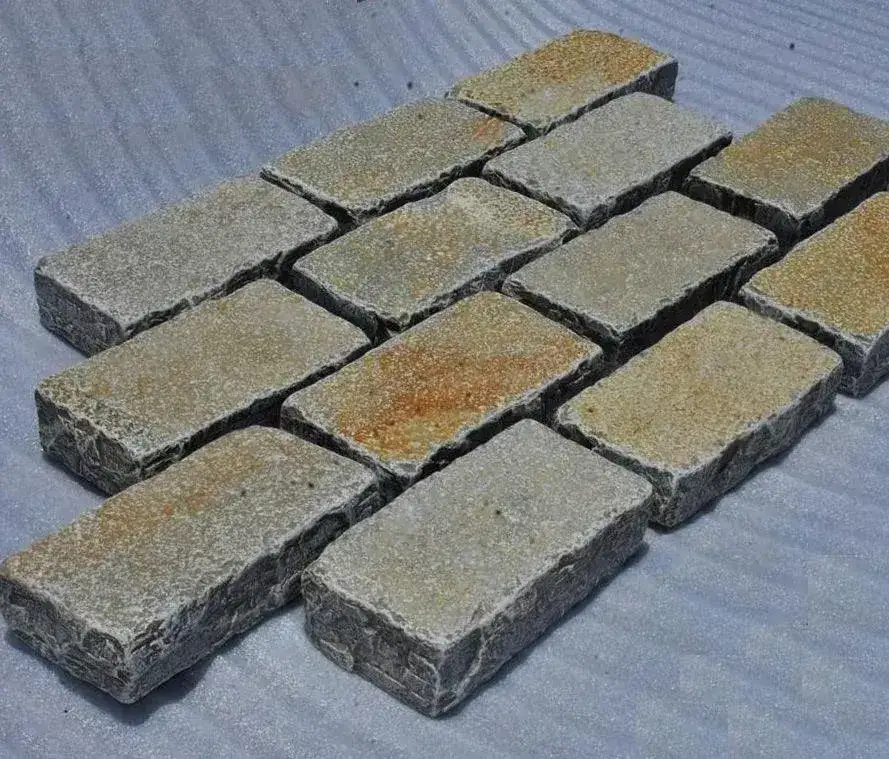 Tandur Yellow Limestone Cobbles & Setts Tumbled 200x100x50 From £48.80/m2 - Image 4