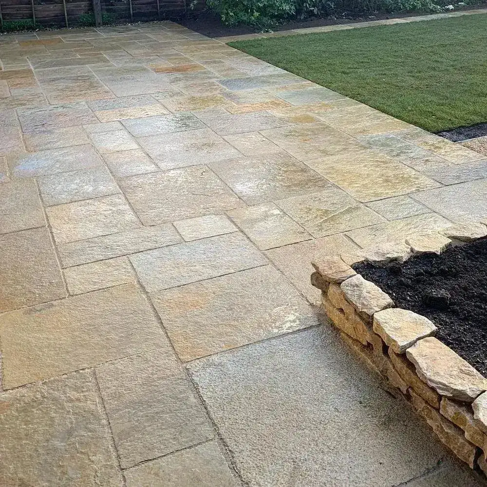 Tandur Yellow Limestone Paving Tumbled 900x600 22mm Cal. From £26.69/m2 - Image 7